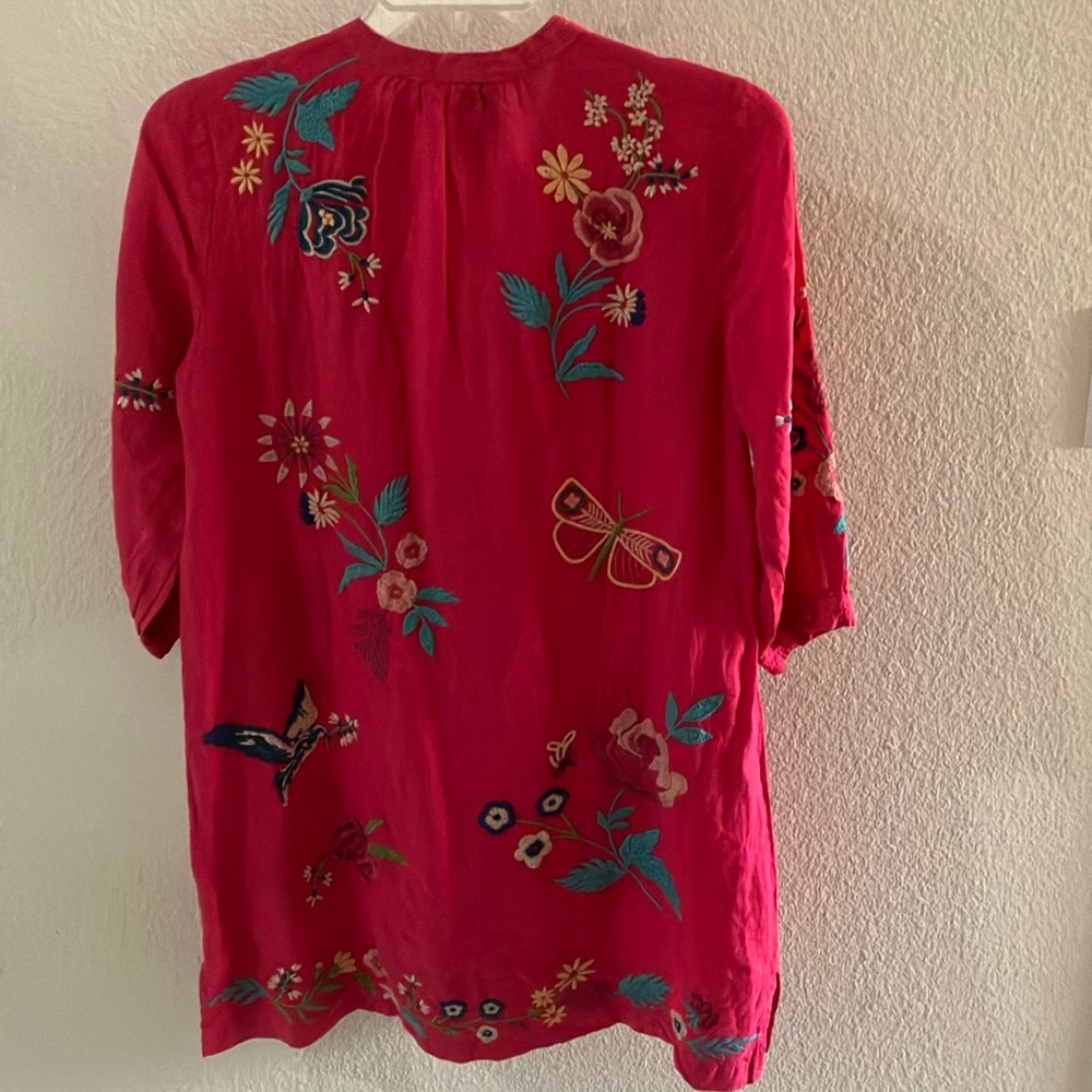 Women's Johnny Was Arla Chic‎ Pink 100% Linen Dress Embroidered Design Sz S- EUC - Picture 4 of 12